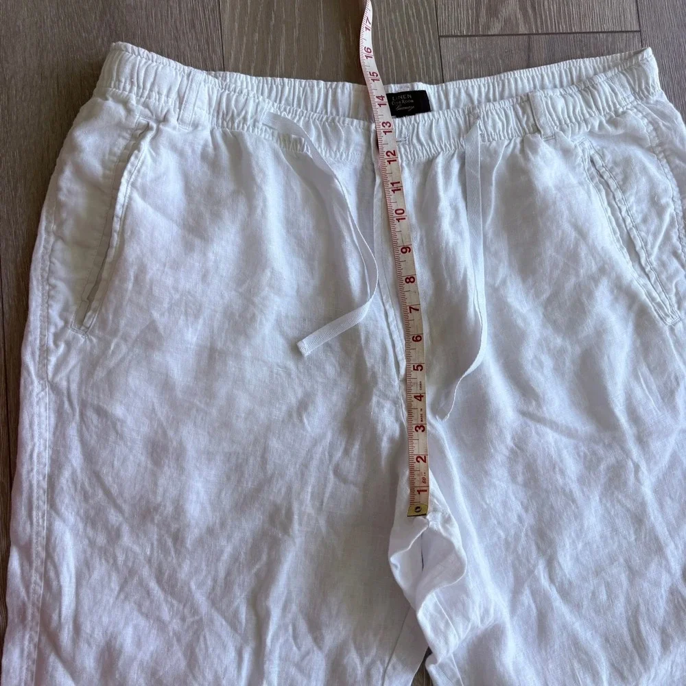 Club Room Luxury Mens XXL White 100% Linen Drawstring Elastic Waist Pants